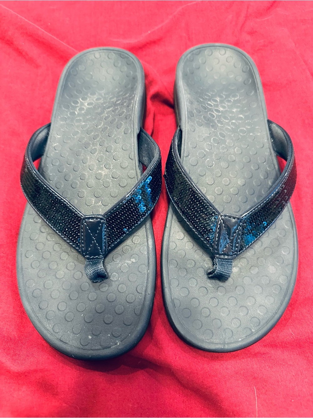 Vionic Navy Sequin Tide Flip Flop Sandals- size 9